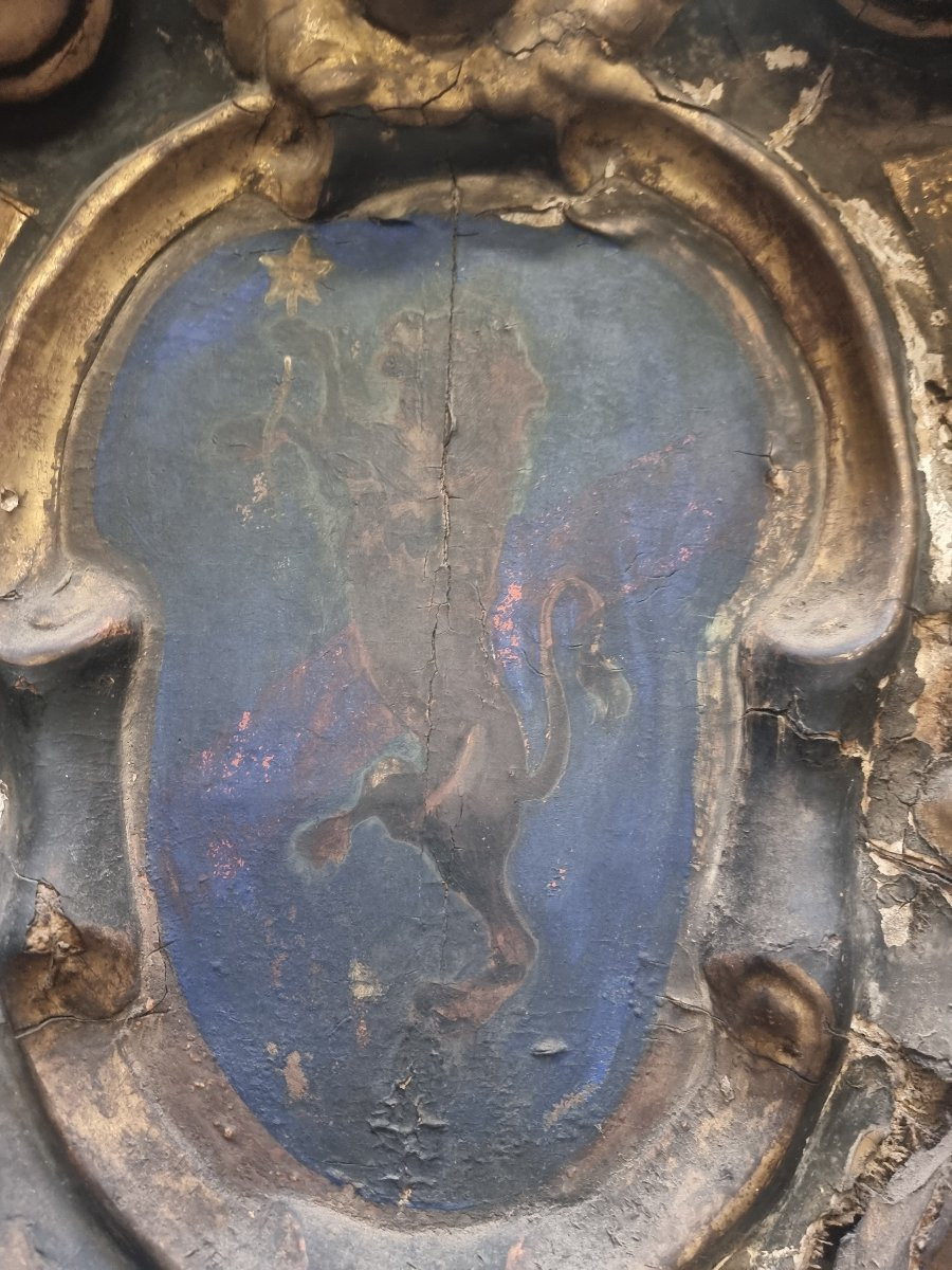 Armoirie Noblesse Intérieur Palais - Papier mâché, doré et peint - XVI siècle-photo-2