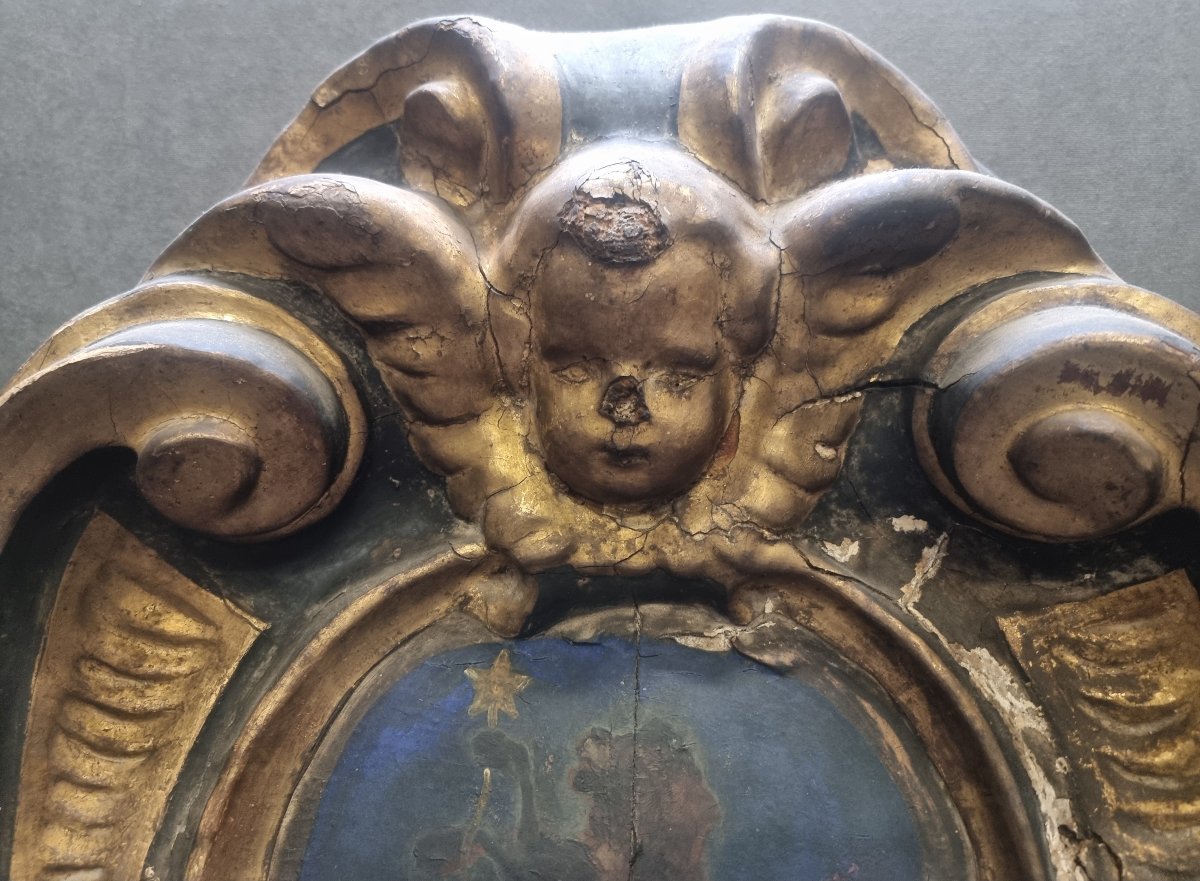 Armoirie Noblesse Intérieur Palais - Papier mâché, doré et peint - XVI siècle-photo-3