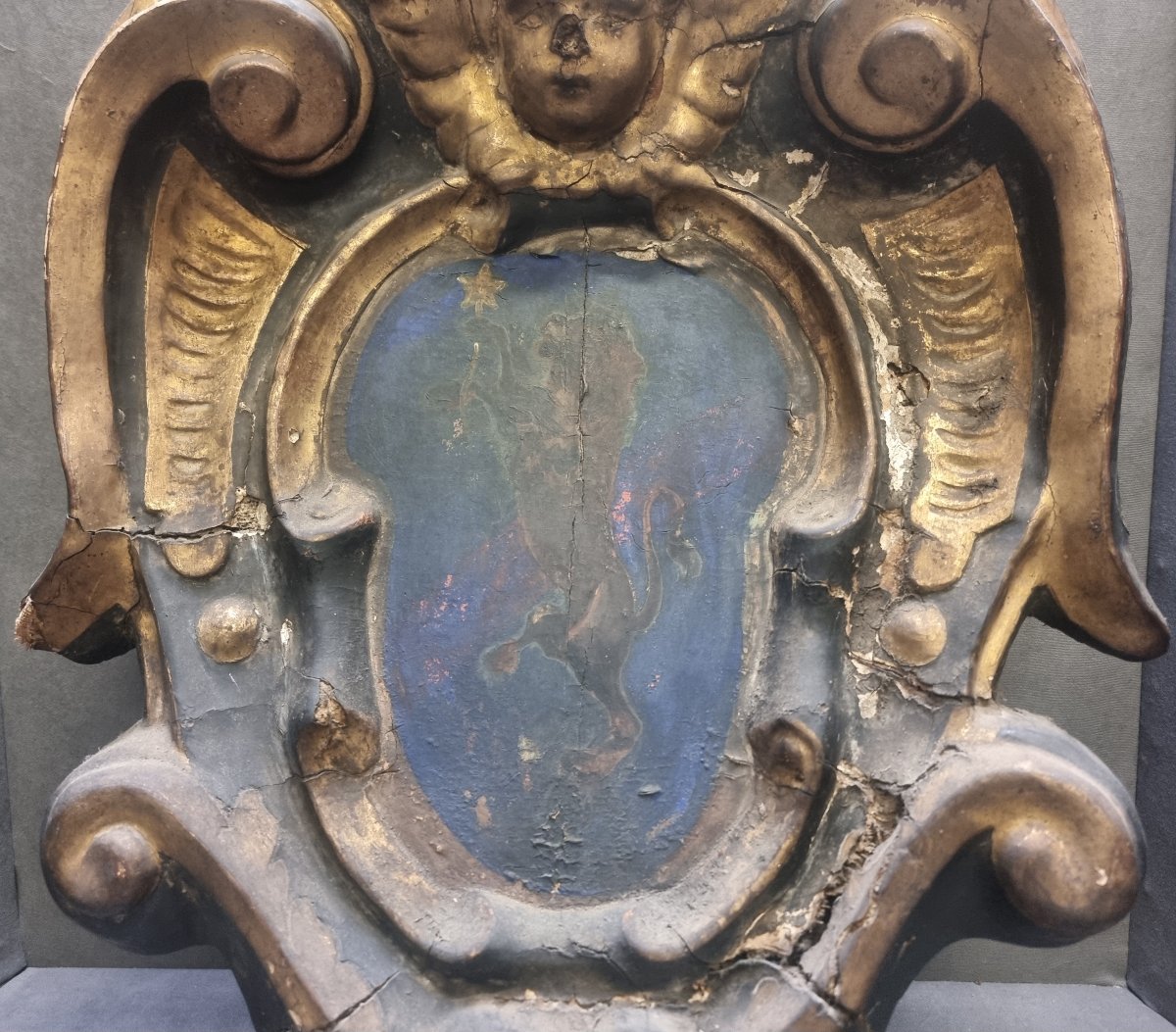 Armoirie Noblesse Intérieur Palais - Papier mâché, doré et peint - XVI siècle-photo-4