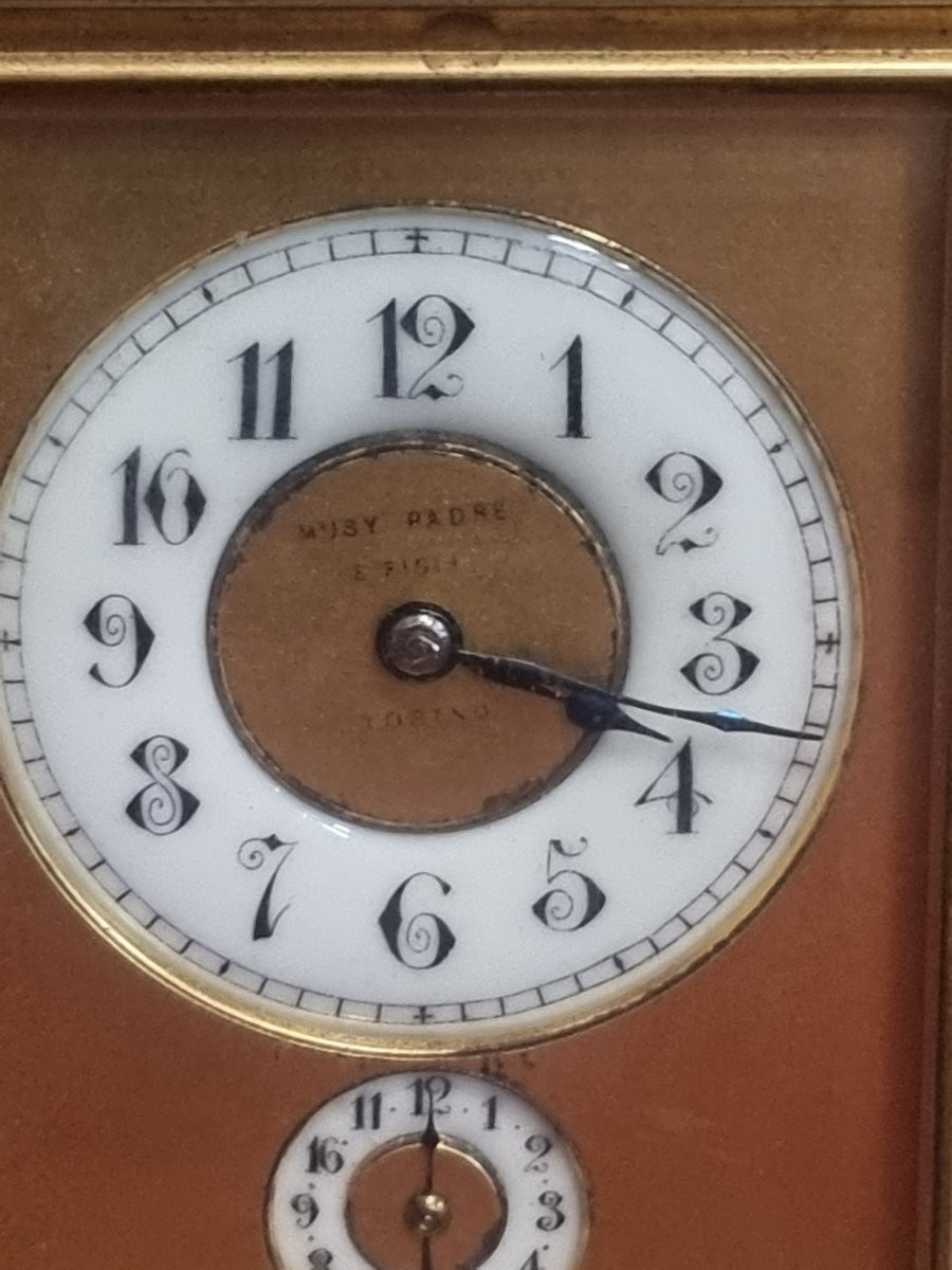 Brass Travel Clock (office Pendulette) - Musy Father And Son Turin - Late XIX Century-photo-2