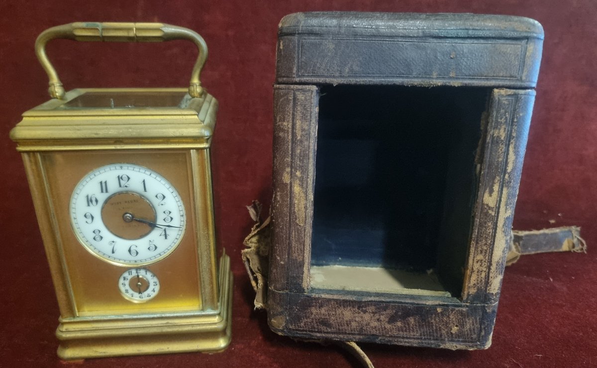 Brass Travel Clock (office Pendulette) - Musy Father And Son Turin - Late XIX Century-photo-4
