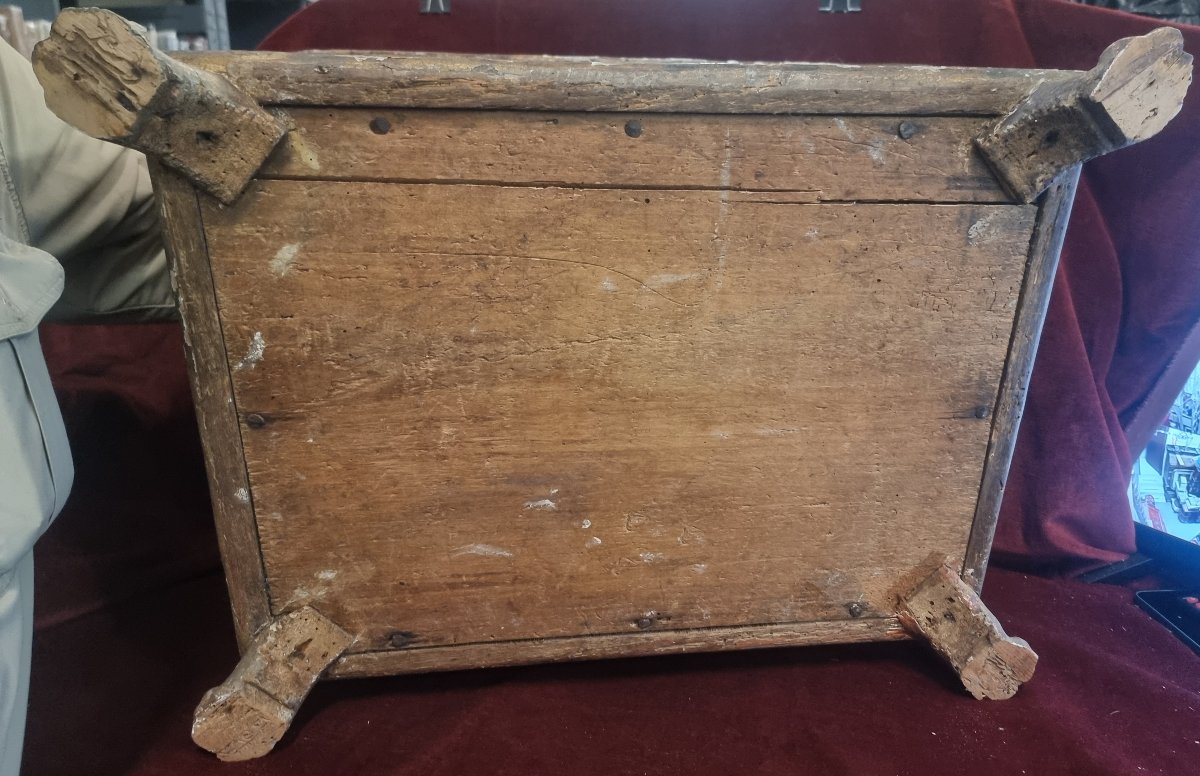 Lacquered Wooden Jewelry Box With Gold-tone Fabric - 16th-century Venice-photo-2
