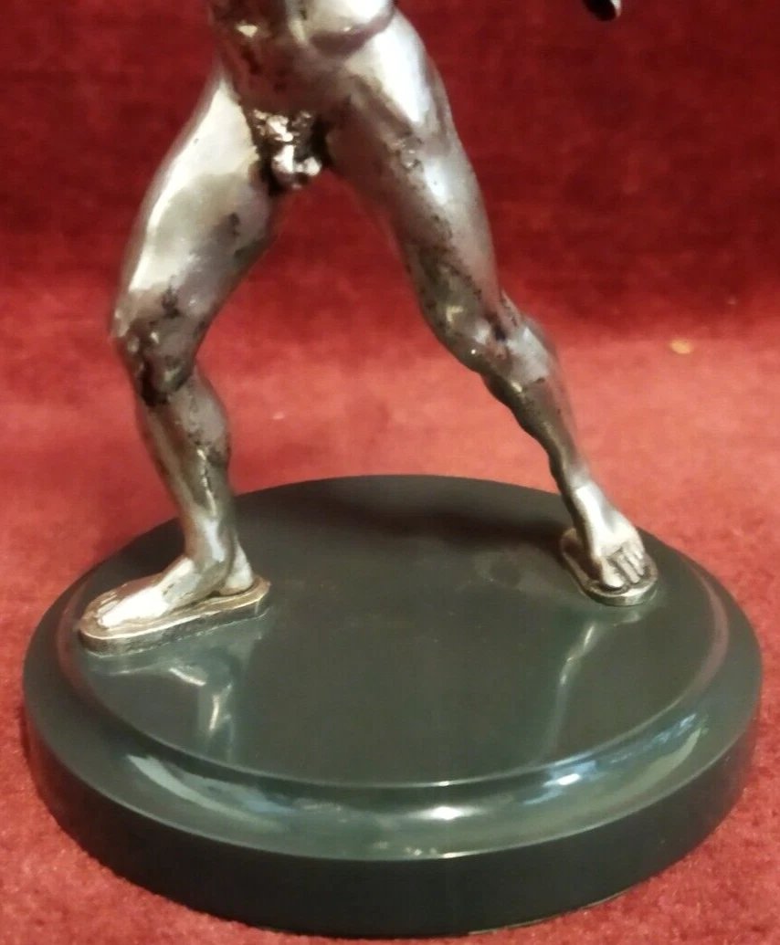 Silver Sculpture On A Marble Base: Hercules With A Boar, Stamp 84, Russia – 1950s-photo-2