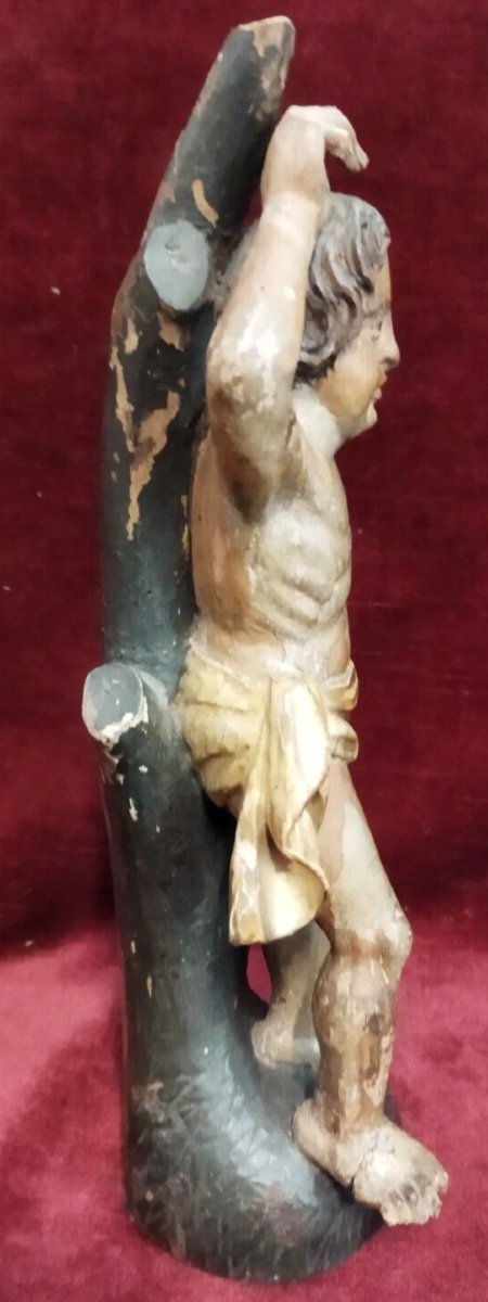 SCULPTURE / STATUE DE SAINT SÉBASTIEN  Bois sculpté et peint - XVIIIe siècle-photo-2