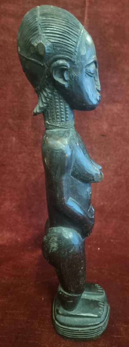 Carved Wooden Sculpture Of An African Woman - Ivory Coast - Mid-20th Century-photo-2