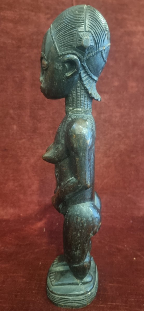 Carved Wooden Sculpture Of An African Woman - Ivory Coast - Mid-20th Century-photo-4