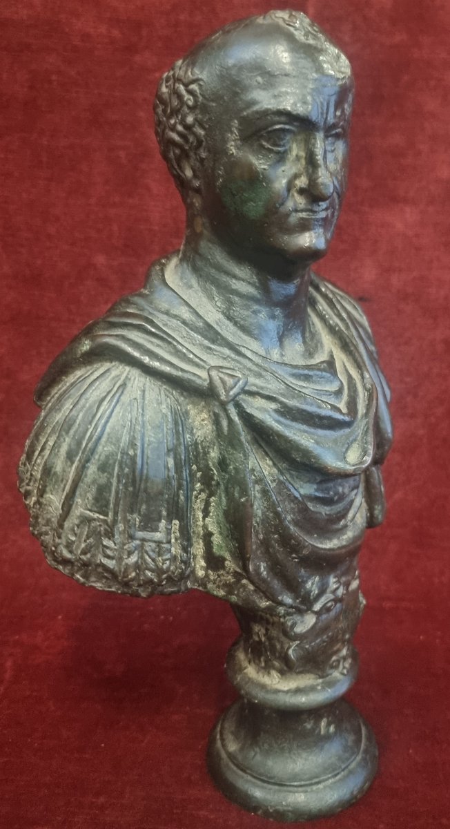 Bronze Busto Depicting Emperor Vespasian - Italy, Early 17th Century-photo-2