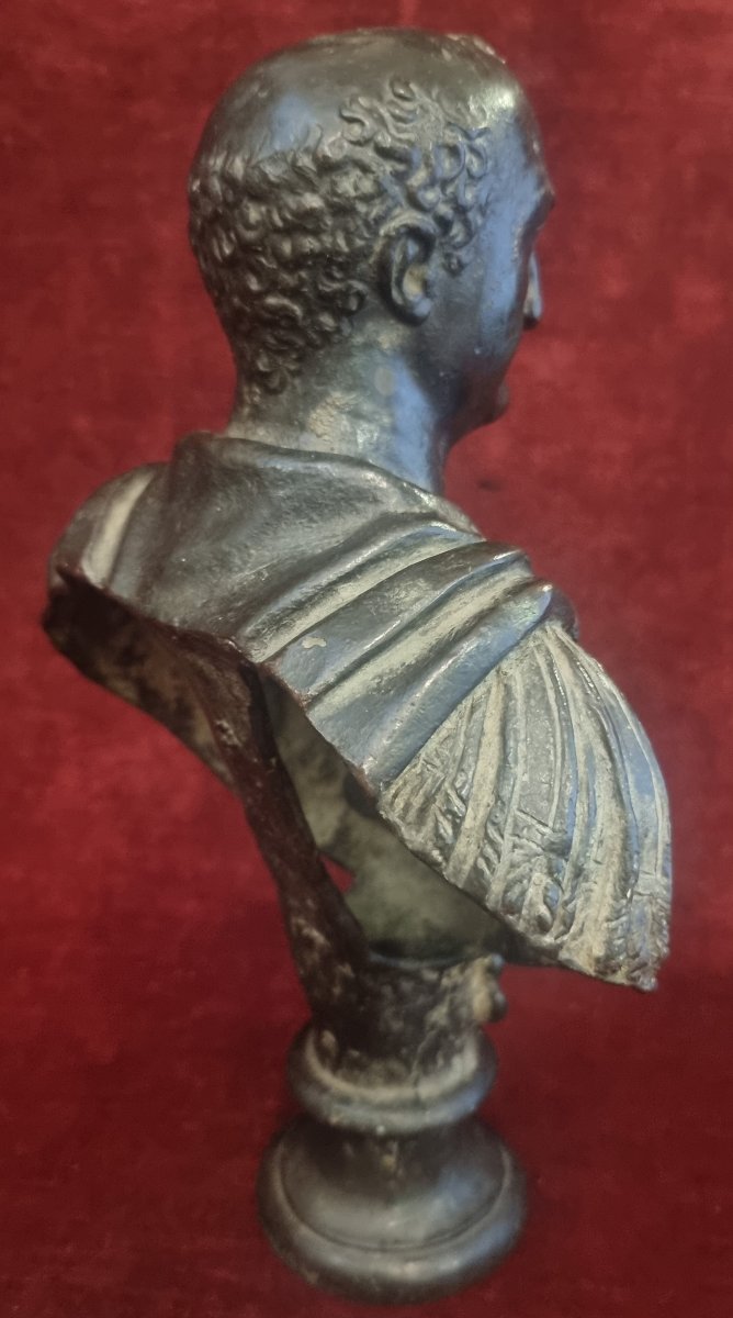 Bronze Busto Depicting Emperor Vespasian - Italy, Early 17th Century-photo-3