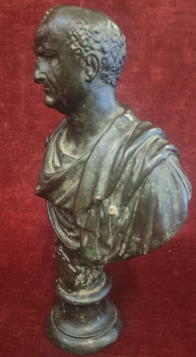 Bronze Busto Depicting Emperor Vespasian - Italy, Early 17th Century-photo-2