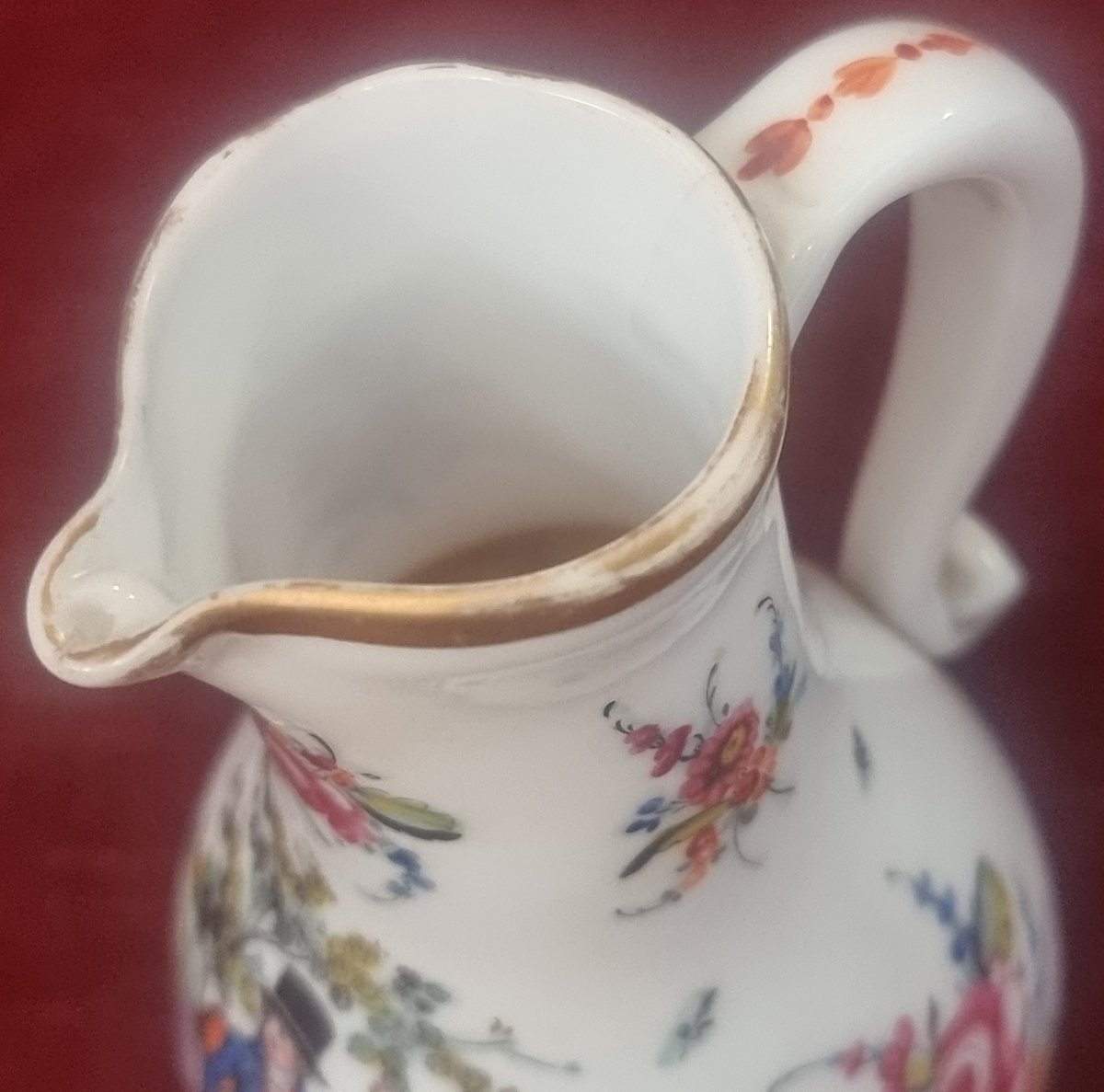 Petit pichet en verre opalin peint - Début du XIXe siècle-photo-3