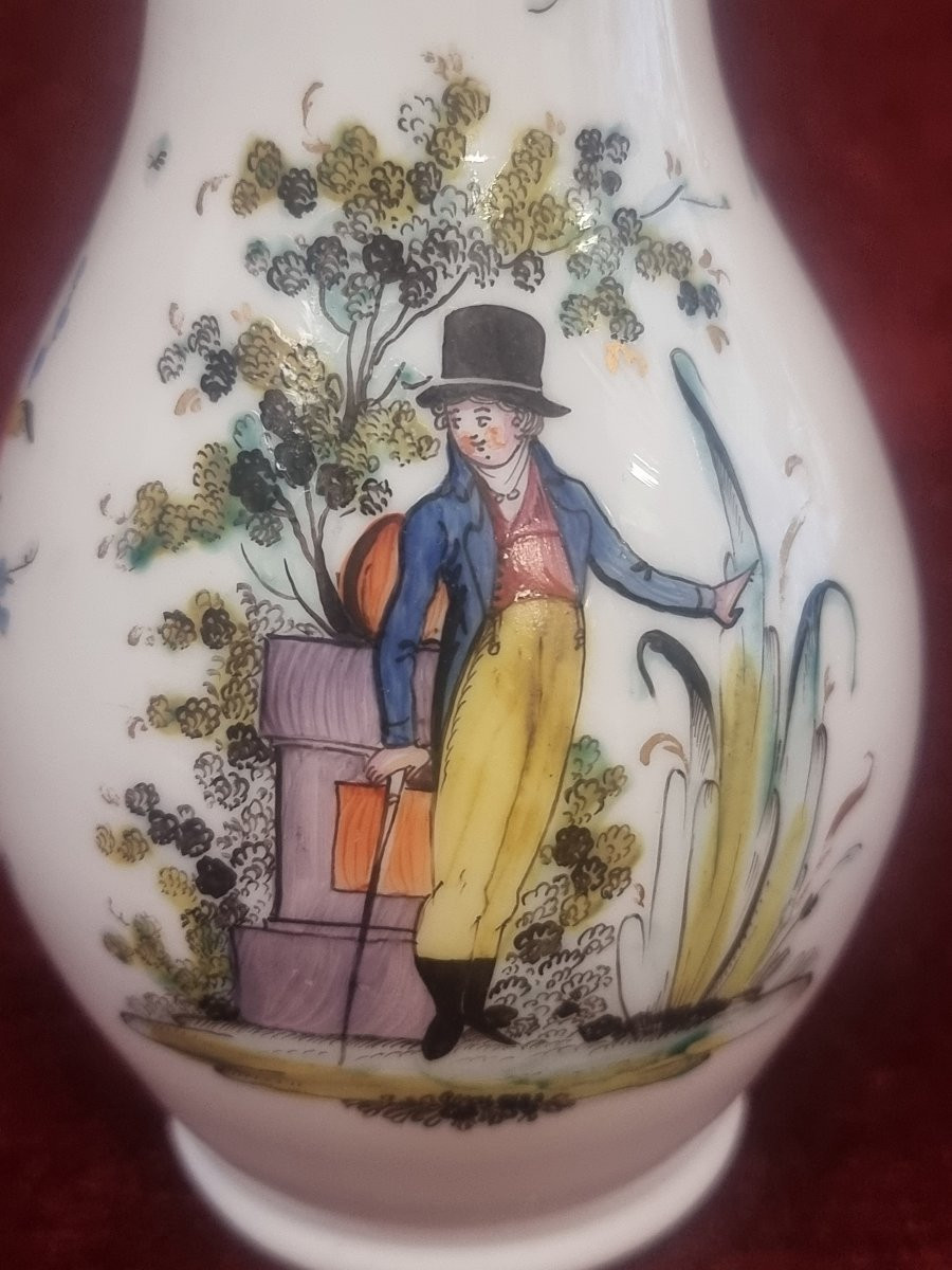 Petit pichet en verre opalin peint - Début du XIXe siècle-photo-4