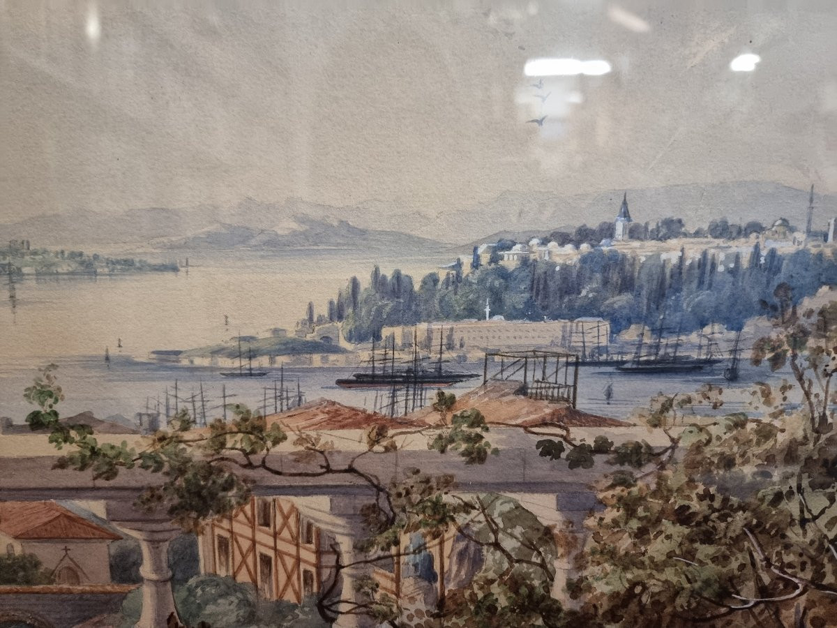Pair Of Paintings - Gouaches: Constantinople / Istanbul  - 19th Century-photo-1