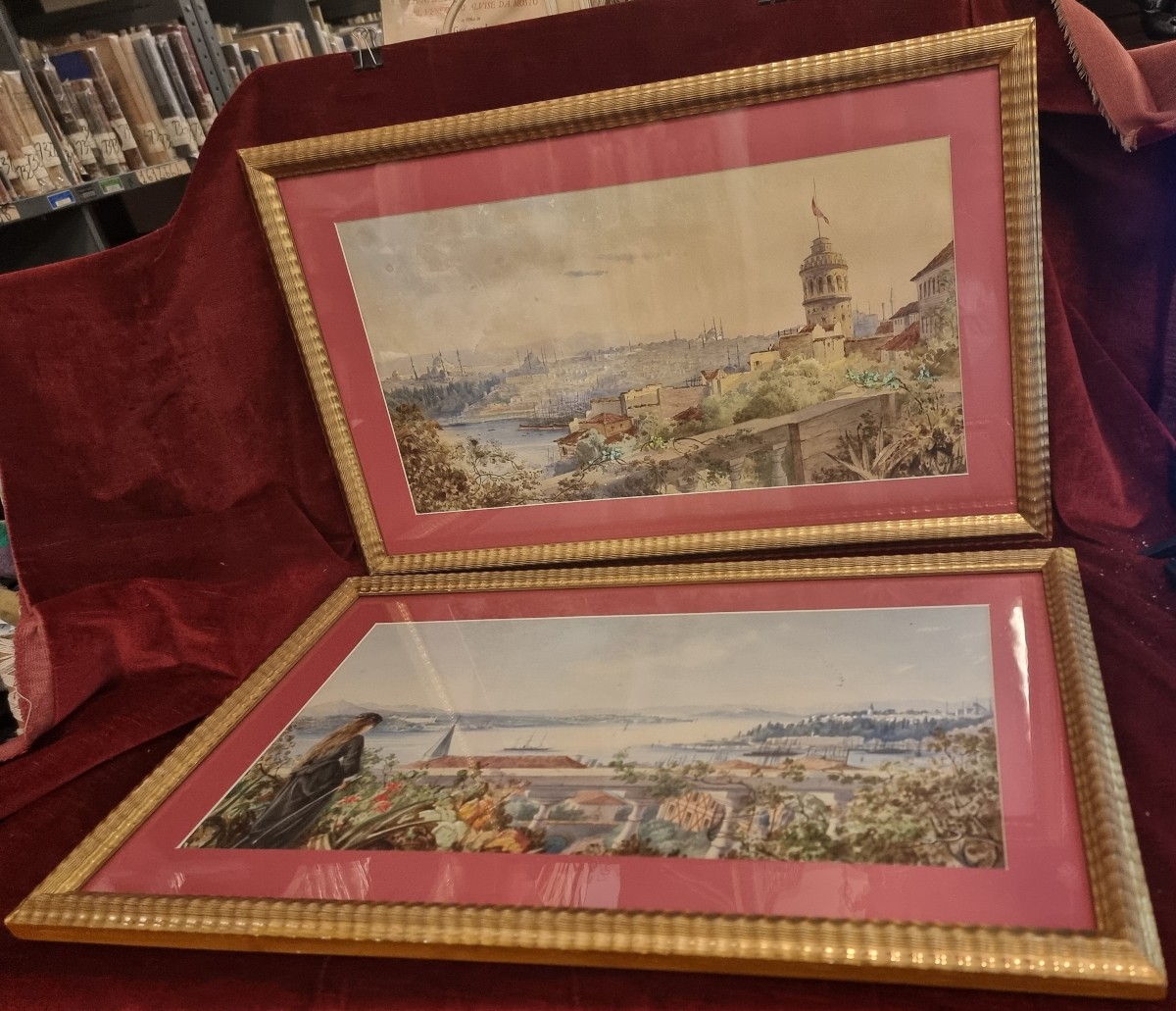 Pair Of Paintings - Gouaches: Constantinople / Istanbul  - 19th Century