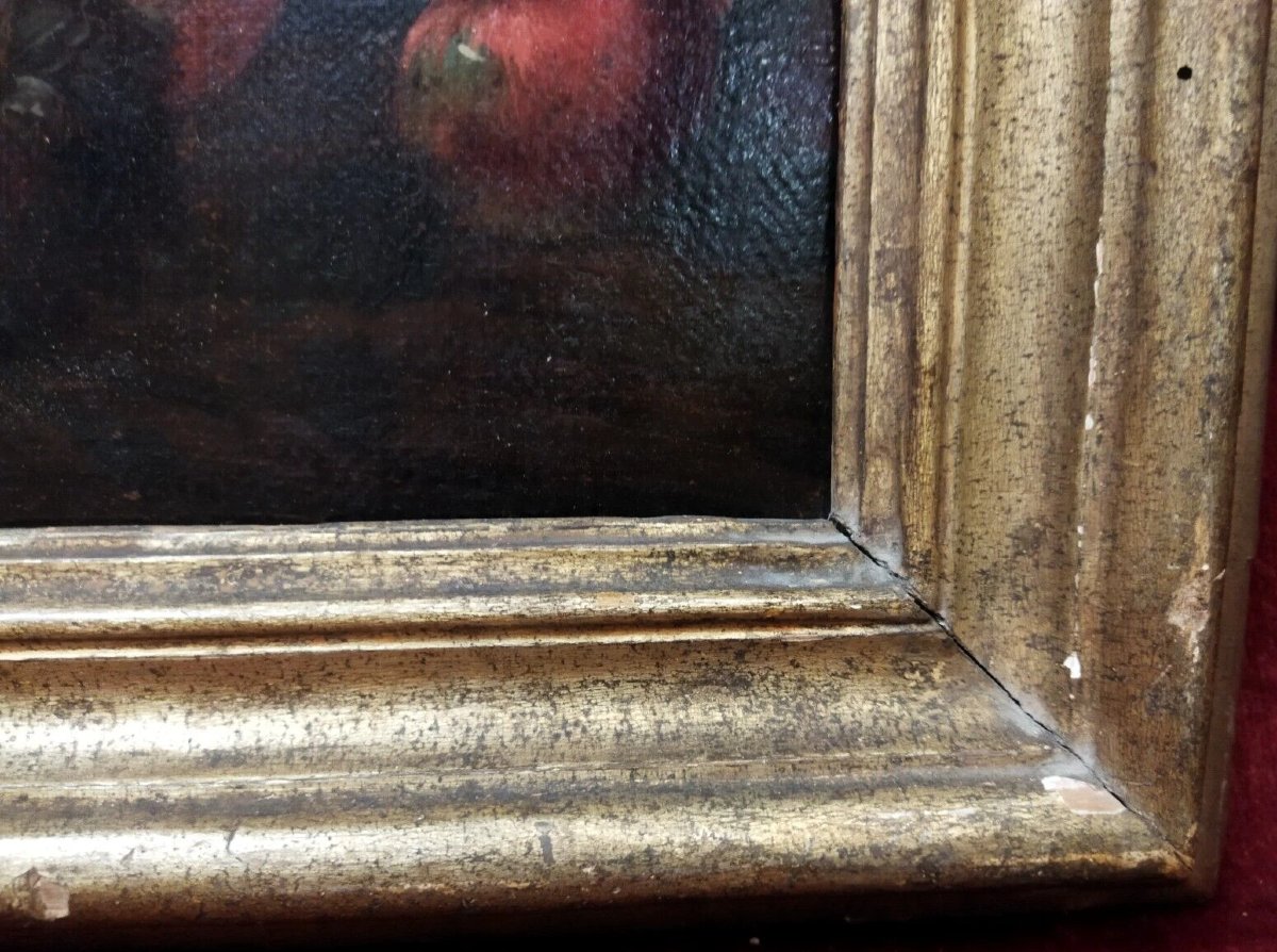 Still Life Painting - Oil On Canvas   - 17th Century  With Period Frame-photo-1