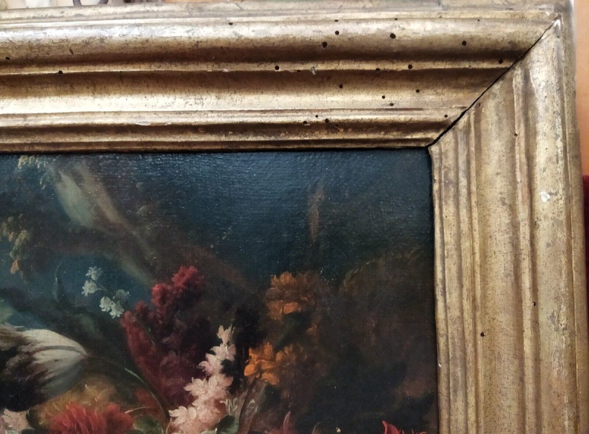 Still Life Painting - Oil On Canvas   - 17th Century  With Period Frame-photo-2