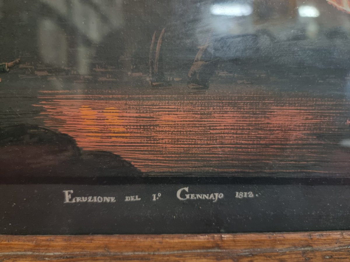Peinture à la gouache - Naples - Éruption du Vésuve, 1er janvier 1812-photo-4