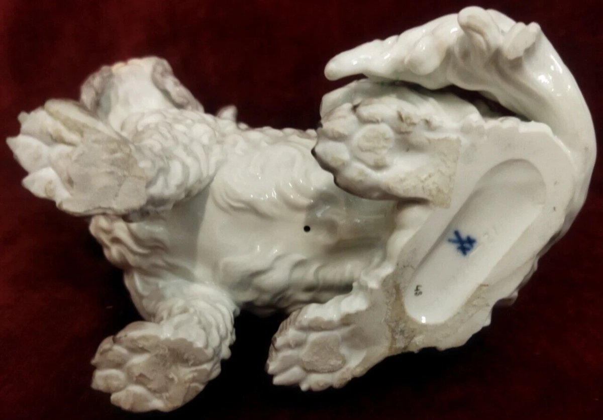  CHIEN  EN PORCELAINE  MEISSEN  - XXe SIÈCLE / ANNÉES 80-photo-4