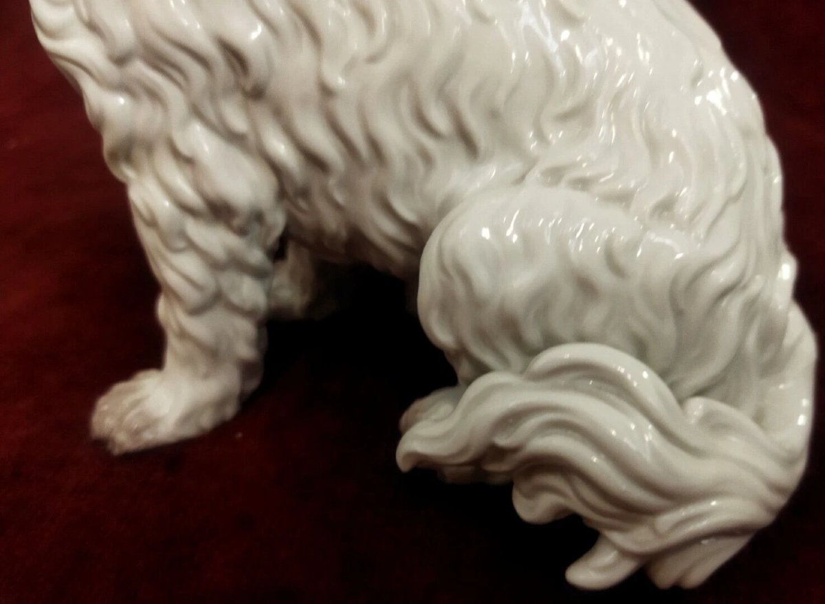  CHIEN  EN PORCELAINE  MEISSEN  - XXe SIÈCLE / ANNÉES 80-photo-4