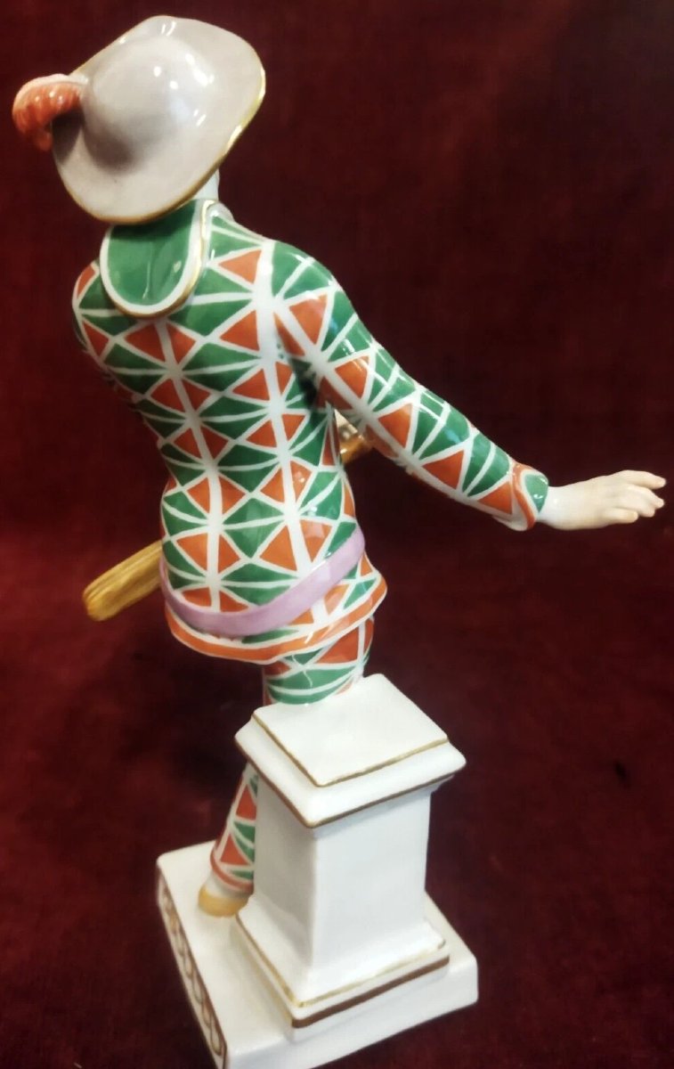 Meissen Painted Porcelain Arlecchino Figurine - 20th Century / Early 1900s-photo-3