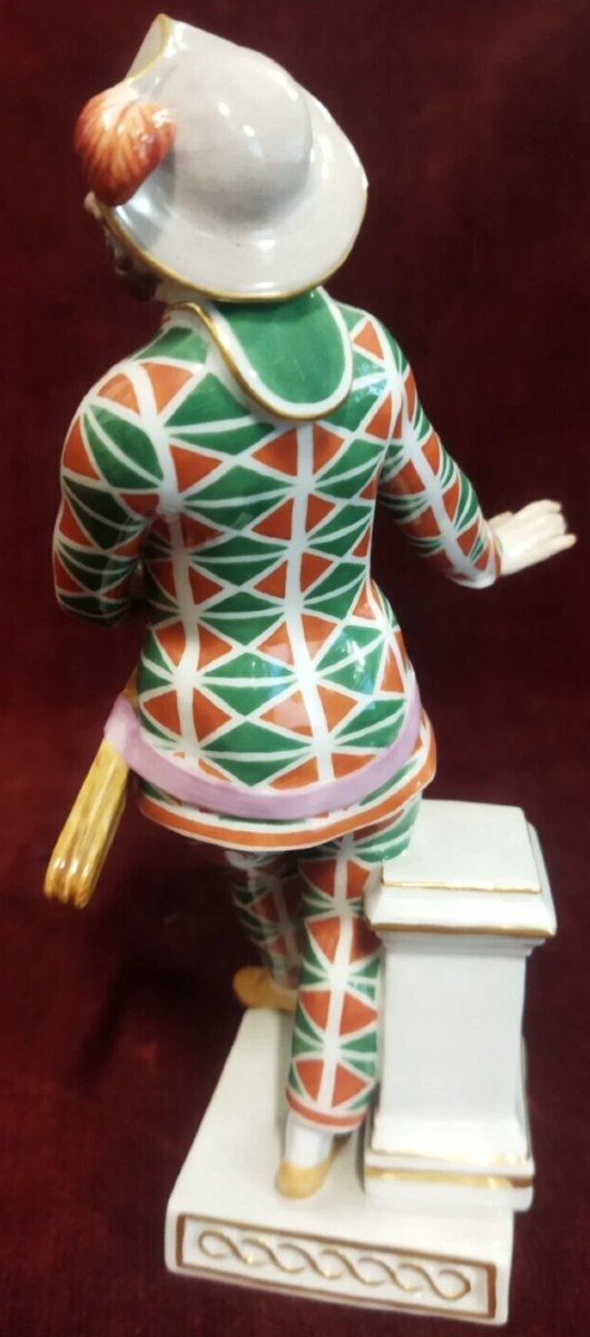Meissen Painted Porcelain Arlecchino Figurine - 20th Century / Early 1900s-photo-4