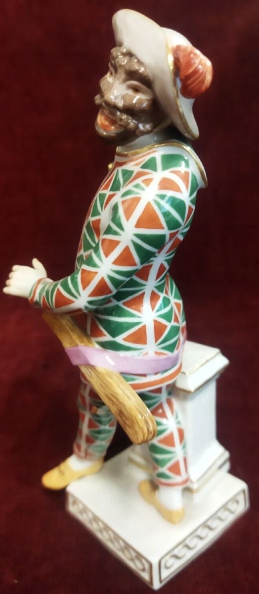 Meissen Painted Porcelain Arlecchino Figurine - 20th Century / Early 1900s-photo-1