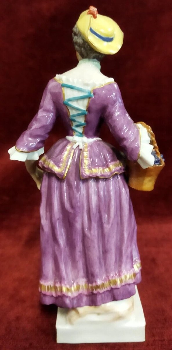 "ortolana" Figurine In Painted Porcelain Meissen - Early 20th Century-photo-4
