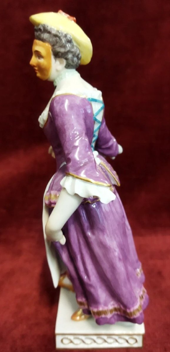 "ortolana" Figurine In Painted Porcelain Meissen - Early 20th Century-photo-1