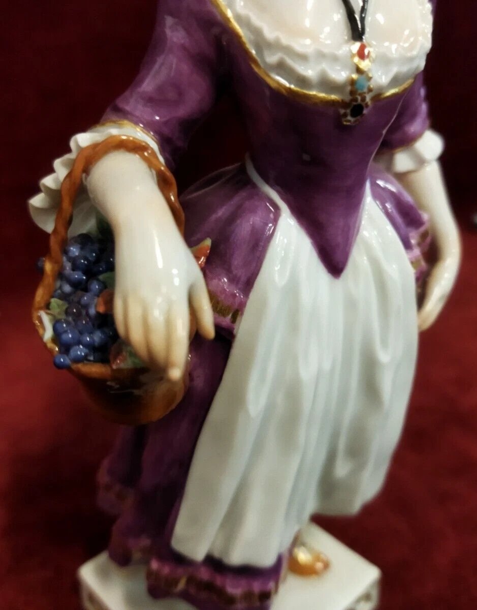 "ortolana" Figurine In Painted Porcelain Meissen - Early 20th Century-photo-4