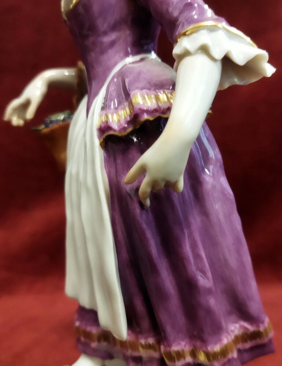 "ortolana" Figurine In Painted Porcelain Meissen - Early 20th Century-photo-5