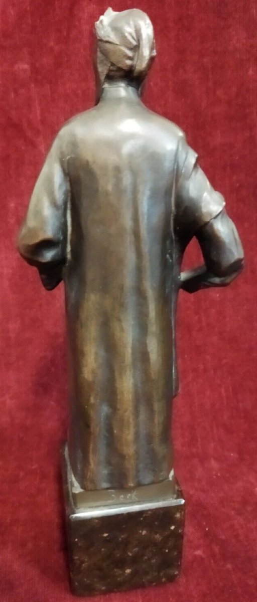 Sculpture en bronze sur socle en marbre Dante Alighieri-photo-3