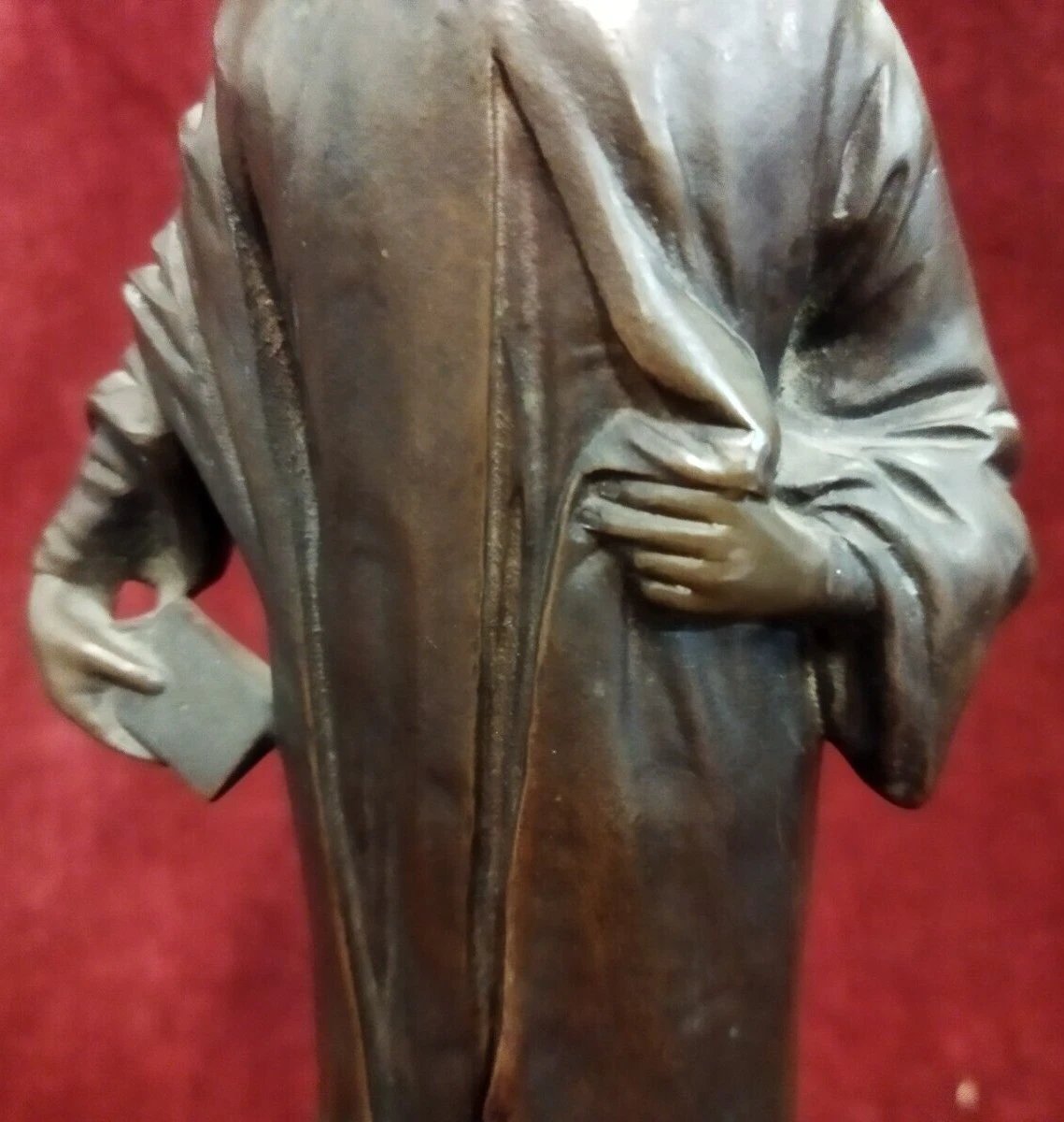 Sculpture en bronze sur socle en marbre Dante Alighieri-photo-2
