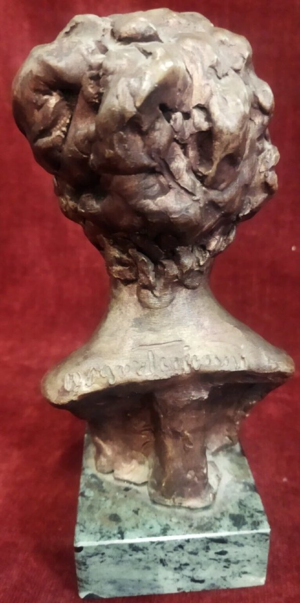 Bronze Bust Of A Woman On A Marble Base By Domenico Mastroianni (1876–1962)-photo-3