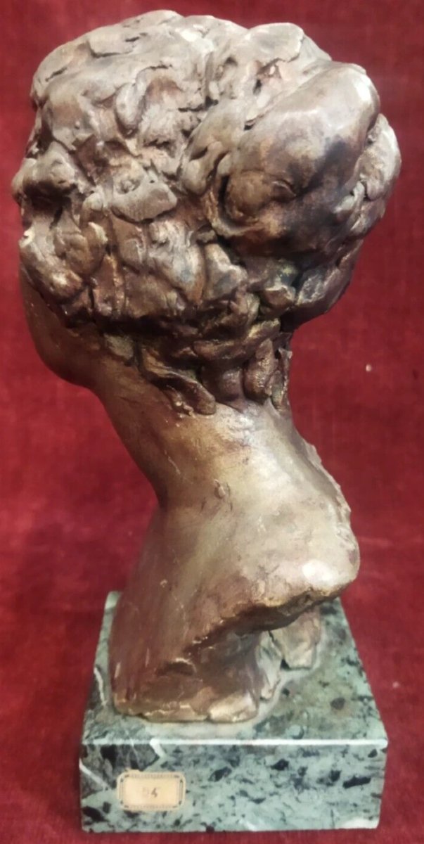 Bronze Bust Of A Woman On A Marble Base By Domenico Mastroianni (1876–1962)-photo-1