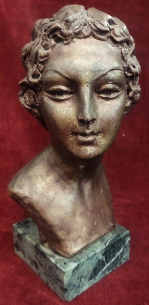 Bronze Bust Of A Woman On A Marble Base By Domenico Mastroianni (1876–1962)