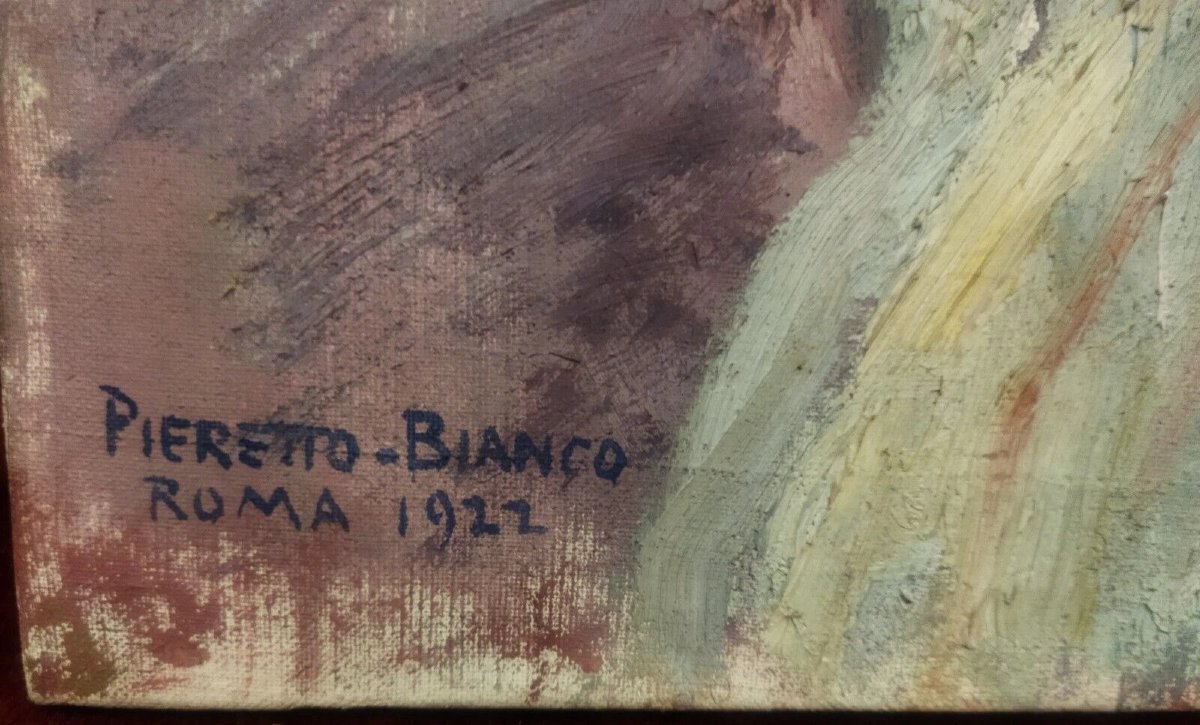 Oil On Canvas Portrait Of A Woman, 1922, By Pieretto Bianco (trieste 1875 – Bologna 1937)-photo-1