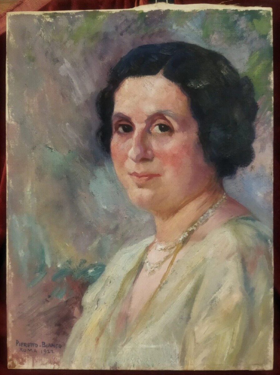 Oil On Canvas Portrait Of A Woman, 1922, By Pieretto Bianco (trieste 1875 – Bologna 1937)