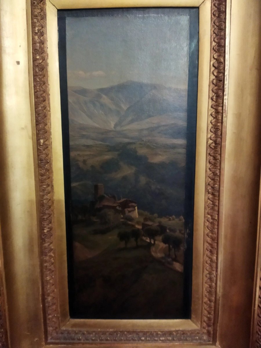 Oil Painting On Canvas: Umbrian Landscape - From Perugia To Gubbio, 1867, By T.h. Hotchkins (1834–1869)-photo-2
