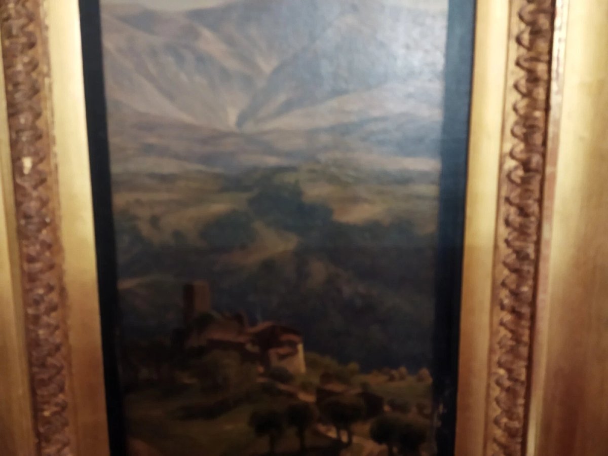 Oil Painting On Canvas: Umbrian Landscape - From Perugia To Gubbio, 1867, By T.h. Hotchkins (1834–1869)-photo-4