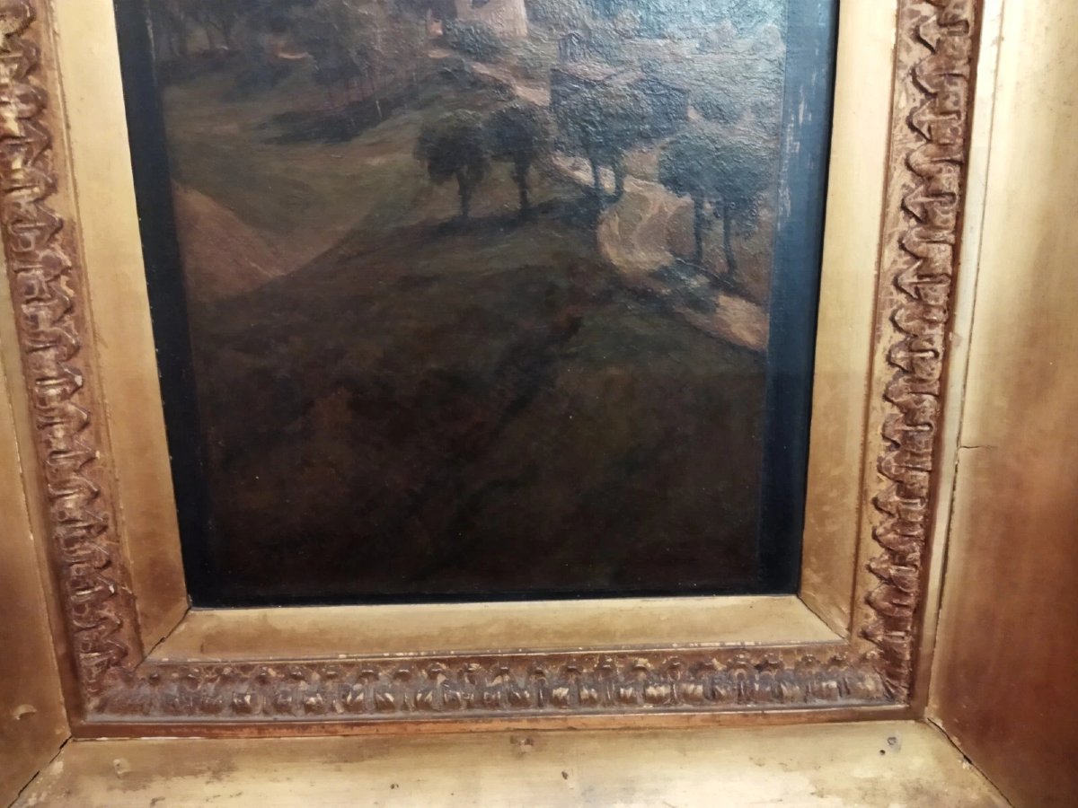 Oil Painting On Canvas: Umbrian Landscape - From Perugia To Gubbio, 1867, By T.h. Hotchkins (1834–1869)-photo-1
