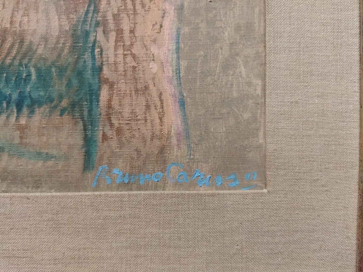 Painting - Oil On Canvas Portrait Signed By Bruno Caruso-photo-2