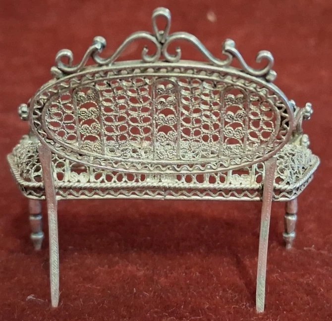 ENSEMBLE (5 pièces)  SALON MINIATURE  ARGENT / FILIGRANE-photo-3