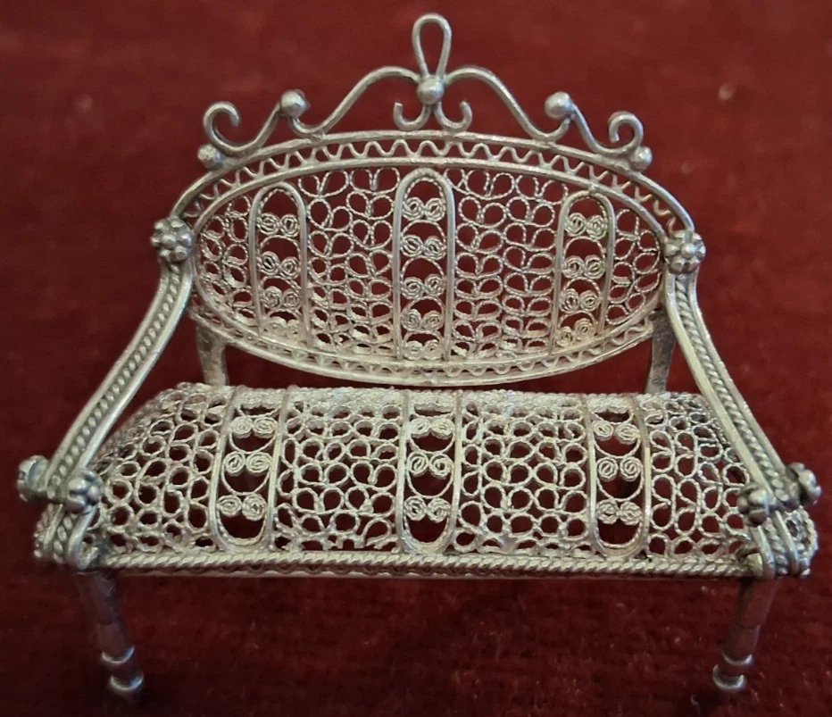 ENSEMBLE (5 pièces)  SALON MINIATURE  ARGENT / FILIGRANE-photo-4