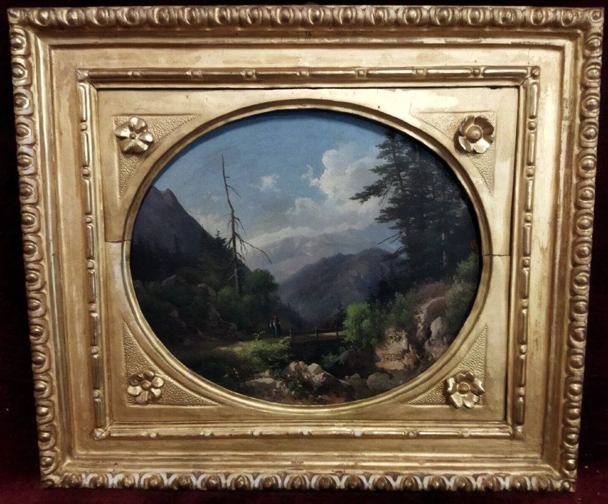PAIRE DE TABLEAUX  HUILE SUR CARTON PRESSÉ  PAYSAGES - GUIDO AGOSTINI (1865-1898)-photo-2