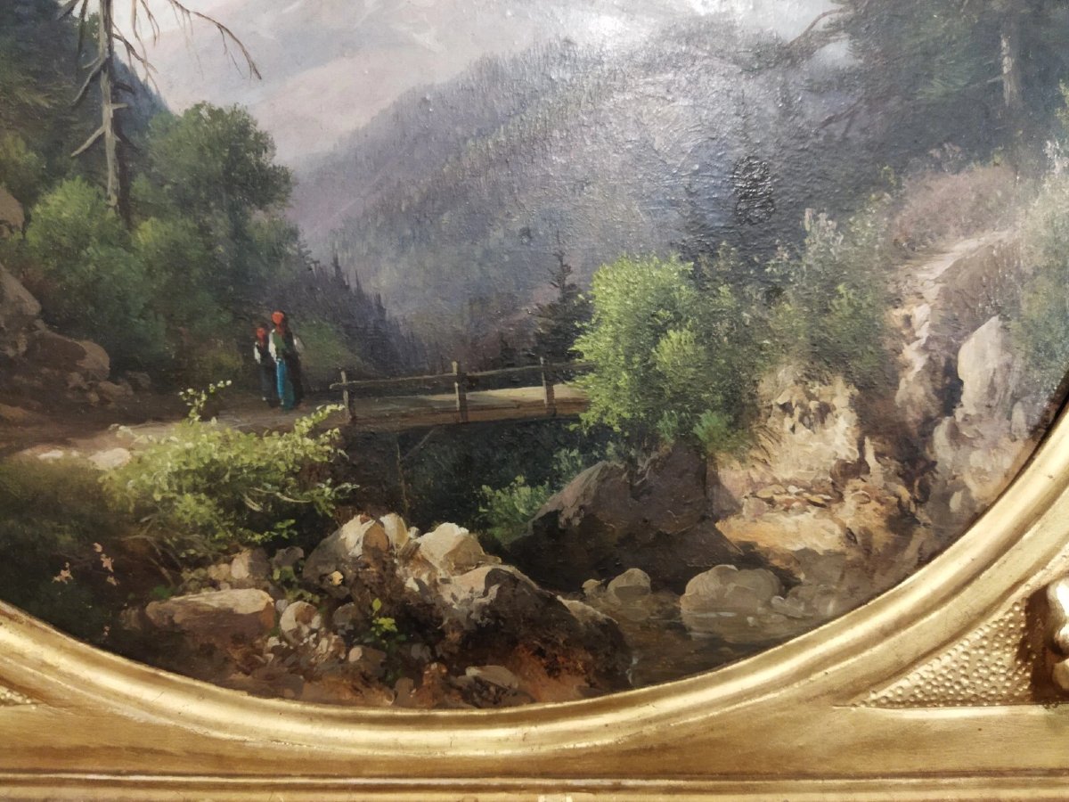 PAIRE DE TABLEAUX  HUILE SUR CARTON PRESSÉ  PAYSAGES - GUIDO AGOSTINI (1865-1898)-photo-1