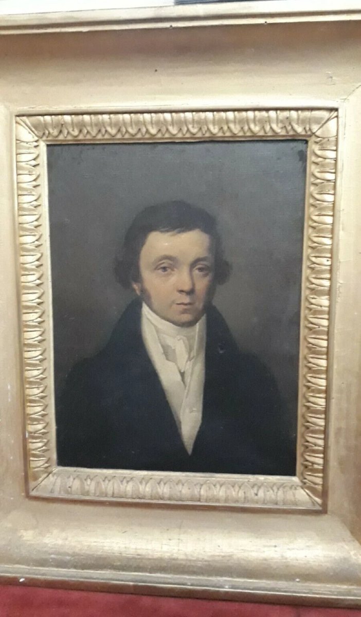 Oil Painting On Canvas: Portrait Of A Gentleman - Empire Period - Early 19th Century-photo-3