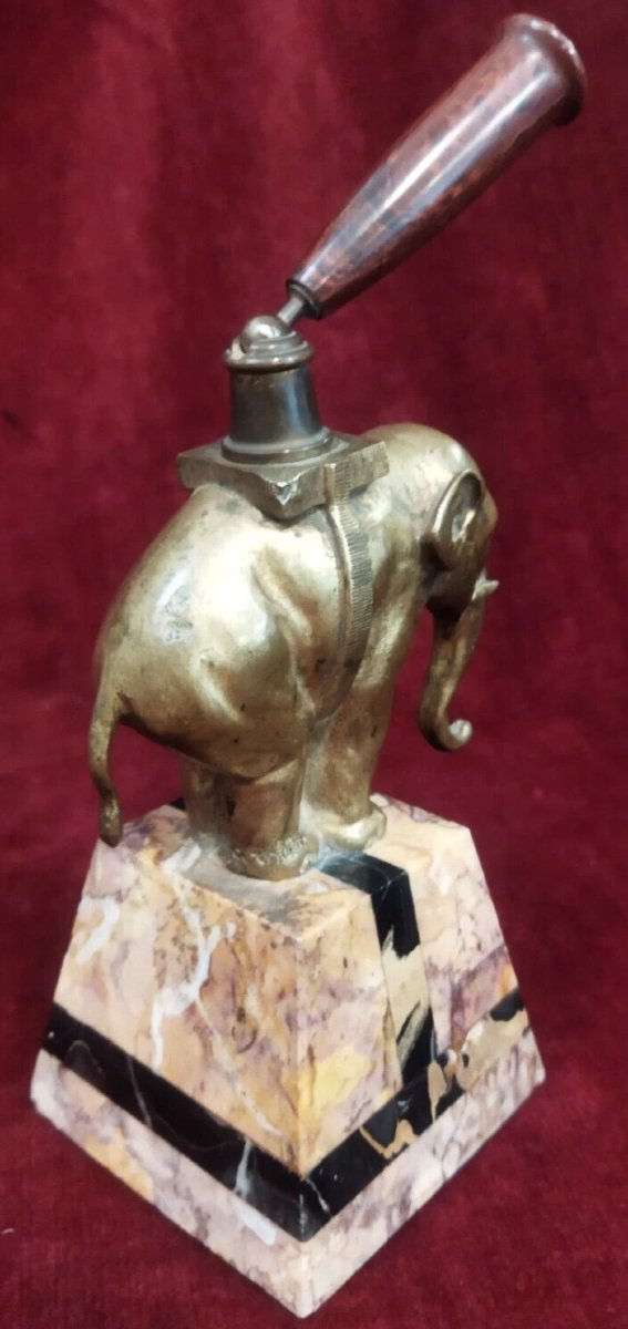 Bronze Elephant Pen Holder On A Marble Base By Jean Garnier (1853–1910) France-photo-2