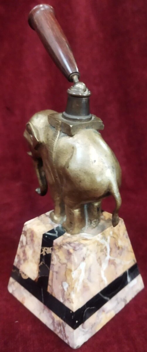 Bronze Elephant Pen Holder On A Marble Base By Jean Garnier (1853–1910) France-photo-3