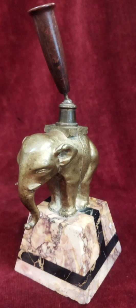 Bronze Elephant Pen Holder On A Marble Base By Jean Garnier (1853–1910) France