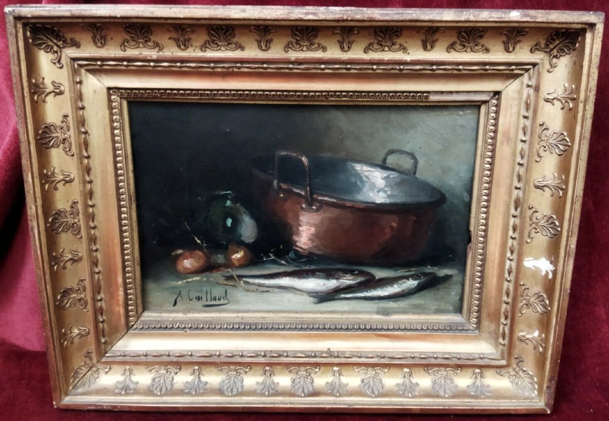 TABLEAUX - Nature morte / Huile sur toile  Alfred Benoît Caillaud (1855-1940)-photo-2