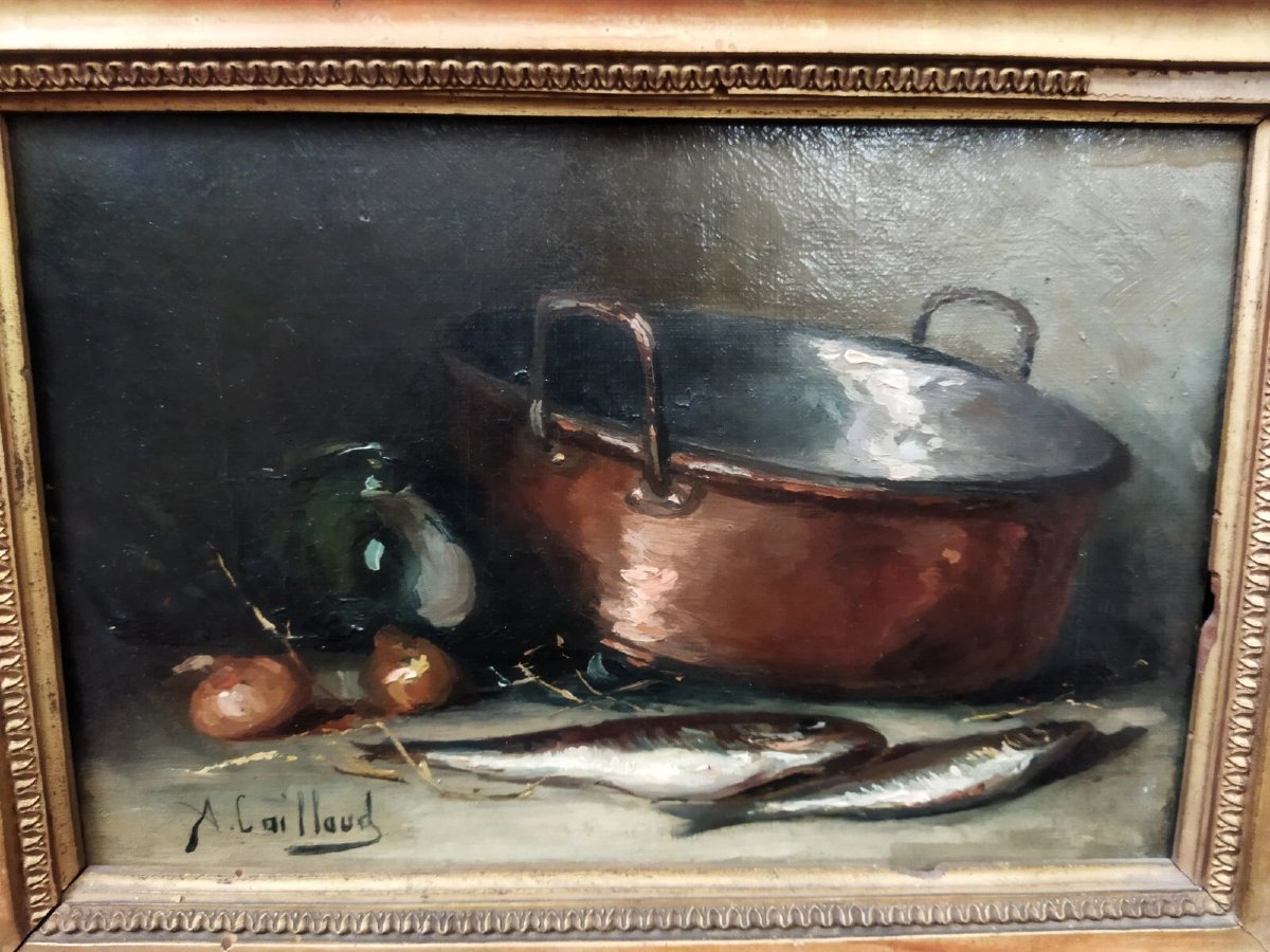 TABLEAUX - Nature morte / Huile sur toile  Alfred Benoît Caillaud (1855-1940)-photo-4